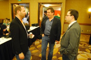 Peter Shankman and Jason Keith get ready for the afternoon keynote. 